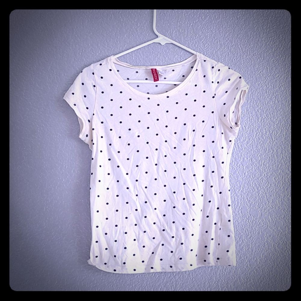 Off white polka dot fitted t shirt
